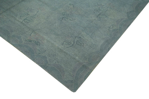 Handmade Area Rug – Vintage Wool Rug With Grey Floral Design, 8'2'' x 11'5''