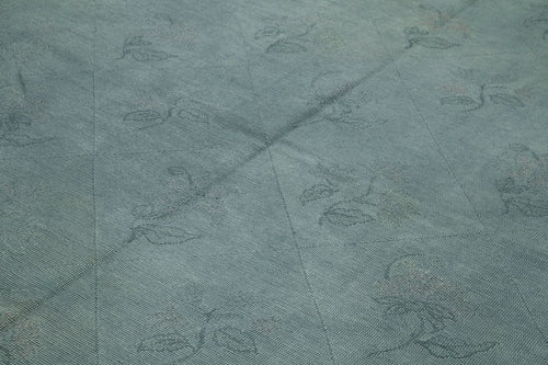 Handmade Area Rug – Vintage Wool Rug With Grey Floral Design, 8'2'' x 11'5''