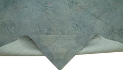 Handmade Area Rug – Vintage Wool Rug With Grey Floral Design, 8'2'' x 11'5''