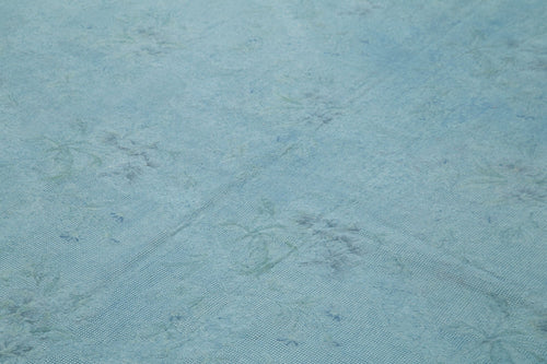 Handmade Area Rug – Blue Floral Cotton Wool Vintage Turkish Carpet 8'1''x11'1''