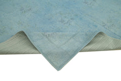 Handmade Area Rug – Blue Floral Cotton Wool Vintage Turkish Carpet 8'1''x11'1''