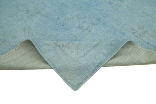 Handmade Area Rug – Blue Floral Cotton Wool Vintage Turkish Carpet 8'1''x11'1''