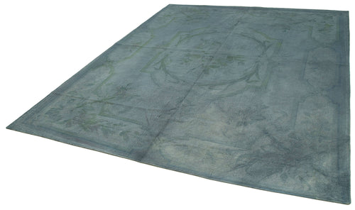 Needlepoint Blue Floral Cotton Wool Handmade Area Rug 8'6'' x 11'0''