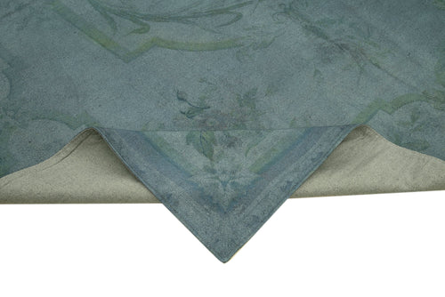 Needlepoint Blue Floral Cotton Wool Handmade Area Rug 8'6'' x 11'0''