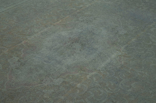 Needlepoint Grey Floral Cotton Wool Handmade Area Rug 7'8'' x 10'8''