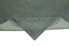 Needlepoint Grey Floral Cotton Wool Handmade Area Rug 7'8'' x 10'8''