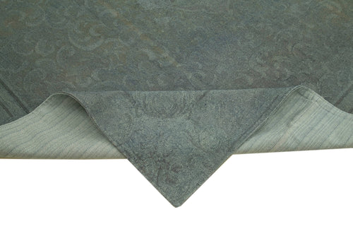 Needlepoint Grey Floral Cotton Wool Handmade Area Rug 7'8'' x 10'8''