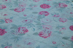 Needlepoint Blue Floral Cotton Wool Handmade Area Rug 8'2'' x 11'1''