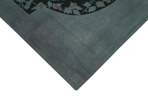 Needlepoint Grey Floral Cotton Wool Handmade Area Rug 7'7'' x 10'8''