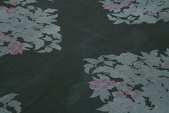 Needlepoint Grey Floral Cotton Wool Handmade Area Rug 7'7'' x 10'8''