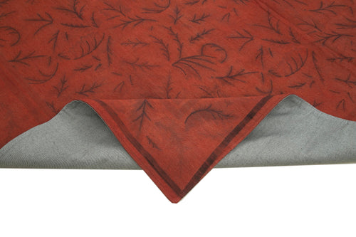 Needlepoint Orange Floral Cotton Wool Handmade Area Rug 8'2'' x 11'3''