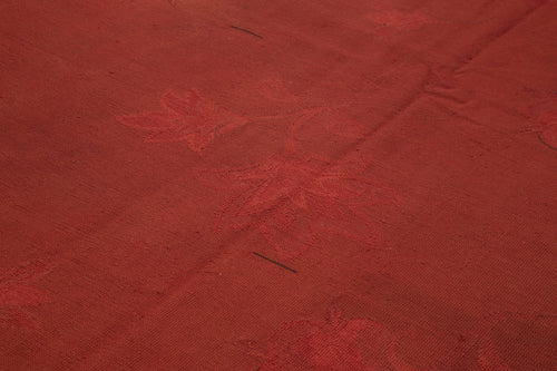 Needlepoint Red Floral Cotton Wool Handmade Area Rug 8'6'' x 11'7''