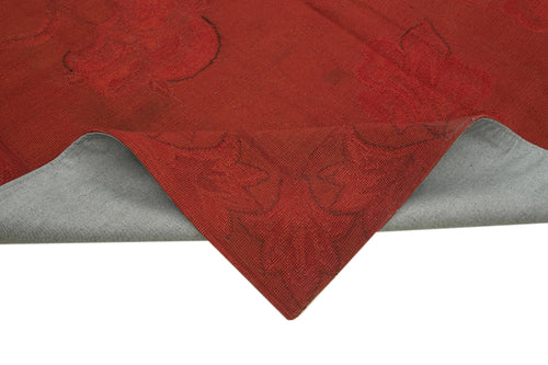 Needlepoint Red Floral Cotton Wool Handmade Area Rug 8'6'' x 11'7''