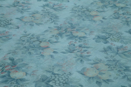 Needlepoint Blue Floral Cotton Wool Handmade Area Rug 8'4'' x 11'1''