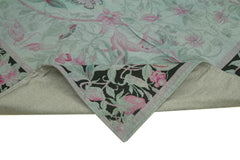 Needlepoint Grey Floral Cotton Wool Handmade Area Rug 7'9'' x 11'3''