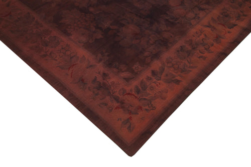 Needlepoint Brown Floral Cotton Wool Handmade Area Rug 8'2'' x 11'3''