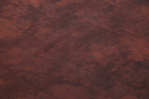 Needlepoint Brown Floral Cotton Wool Handmade Area Rug 8'2'' x 11'3''