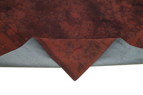 Needlepoint Brown Floral Cotton Wool Handmade Area Rug 8'2'' x 11'3''