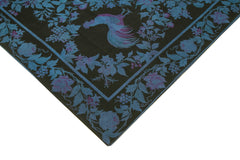 Needlepoint Blue Floral Cotton Wool Handmade Area Rug 7'10'' x 10'11''