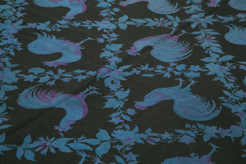 Needlepoint Blue Floral Cotton Wool Handmade Area Rug 7'10'' x 10'11''