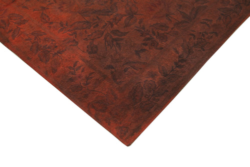 Handmade Area Rug – Vintage Orange Floral Cotton Wool Blend, Hand Woven Turkish Carpet 8'1"x11'1"