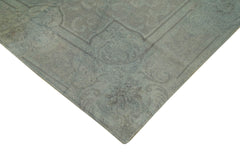 Needlepoint Grey Floral Cotton Wool Handmade Area Rug 7'11'' x 10'4''