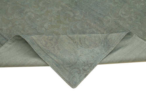 Needlepoint Grey Floral Cotton Wool Handmade Area Rug 7'11'' x 10'4''