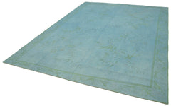 Needlepoint Blue Floral Cotton Wool Handmade Area Rug 7'9'' x 10'3''