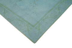 Needlepoint Blue Floral Cotton Wool Handmade Area Rug 7'9'' x 10'3''