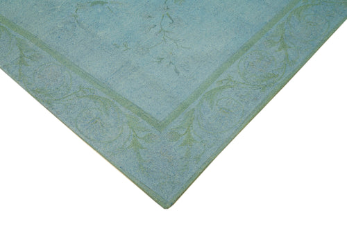 Needlepoint Blue Floral Cotton Wool Handmade Area Rug 7'9'' x 10'3''