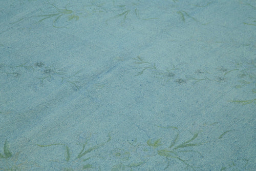 Needlepoint Blue Floral Cotton Wool Handmade Area Rug 7'9'' x 10'3''