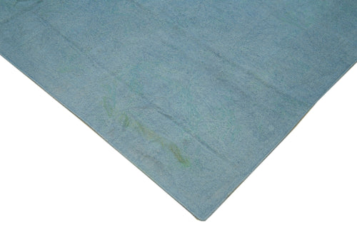 Handmade Area Rug - Blue Floral Cotton Wool Vintage Turkish Carpet 8'3''x11'2''