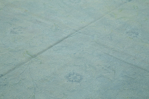 Needlepoint Blue Floral Cotton Wool Handmade Area Rug 8'1'' x 11'3''