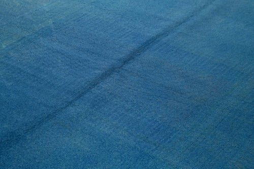 Needlepoint Blue Floral Cotton Wool Handmade Area Rug 7'11'' x 10'11''