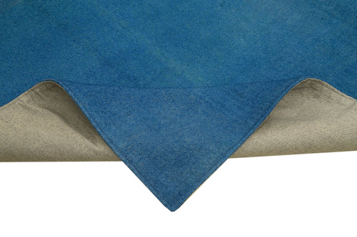 Needlepoint Blue Floral Cotton Wool Handmade Area Rug 7'11'' x 10'11''