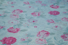 Needlepoint Blue Floral Cotton Wool Handmade Area Rug 8'2'' x 11'4''