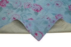 Needlepoint Blue Floral Cotton Wool Handmade Area Rug 8'2'' x 11'4''