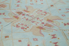 Needlepoint Blue Floral Cotton Wool Handmade Area Rug 7'10'' x 11'0''