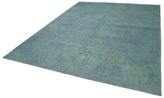 Needlepoint Blue Floral Cotton Wool Handmade Area Rug 8'5'' x 11'5''