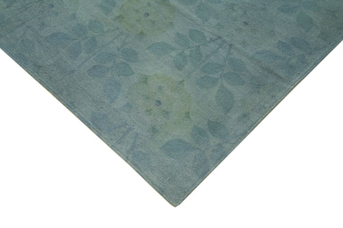 Needlepoint Blue Floral Cotton Wool Handmade Area Rug 8'5'' x 11'5''