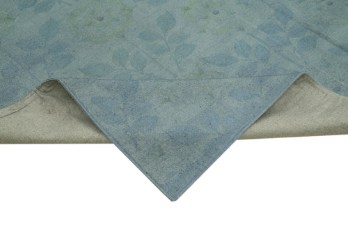 Needlepoint Blue Floral Cotton Wool Handmade Area Rug 8'5'' x 11'5''