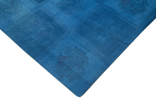 Needlepoint Blue Floral Cotton Wool Handmade Area Rug 7'9'' x 11'1''