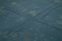 Handmade Area Rug – Blue Floral Cotton Wool Vintage Turkish Carpet 8'4''x11'3''