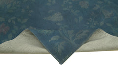 Handmade Area Rug – Blue Floral Cotton Wool Vintage Turkish Carpet 8'4''x11'3''