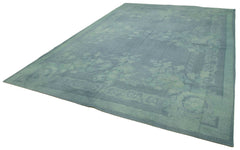 Needlepoint Blue Floral Cotton Wool Handmade Area Rug 9'2'' x 13'1''