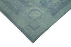 Needlepoint Blue Floral Cotton Wool Handmade Area Rug 9'2'' x 13'1''