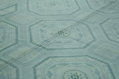 Needlepoint Blue Floral Cotton Wool Handmade Area Rug 9'0'' x 12'2''