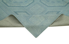 Needlepoint Blue Floral Cotton Wool Handmade Area Rug 9'0'' x 12'2''