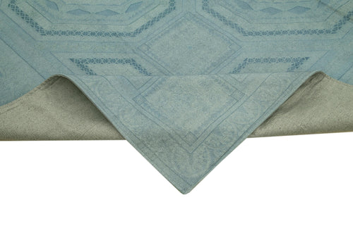 Needlepoint Blue Floral Cotton Wool Handmade Area Rug 9'0'' x 12'2''