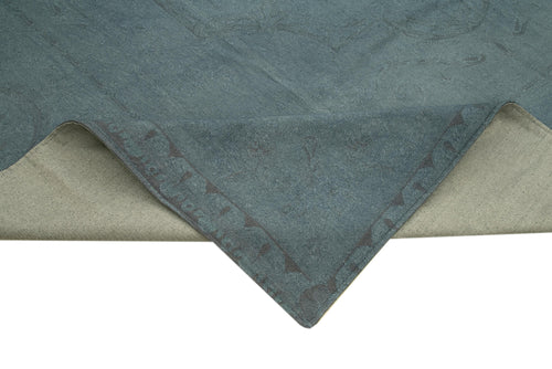 Handmade Area Rug – Turkish Floral Rug 9'0''x12'6'' Grey Cotton Wool Blend